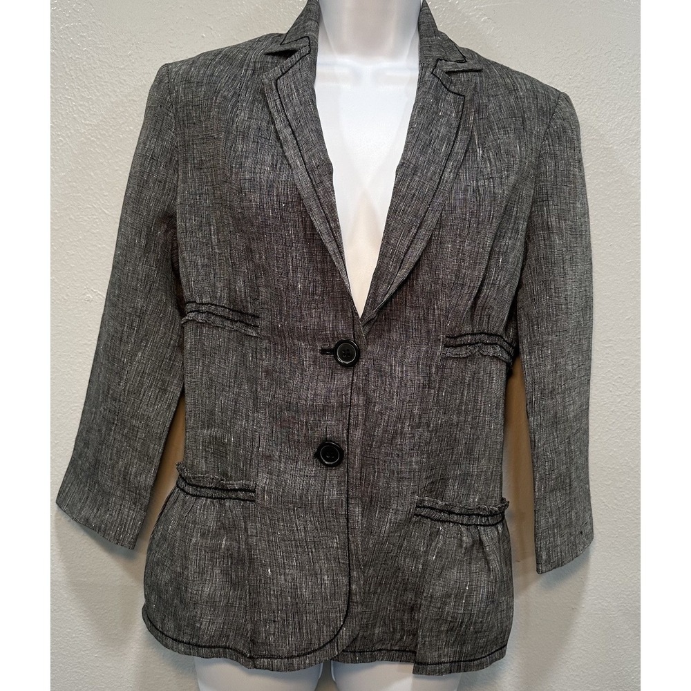 Max Edition Blazer Women's Size 10 Gray Lining Front Pockets Button 3/4 Sleeves
